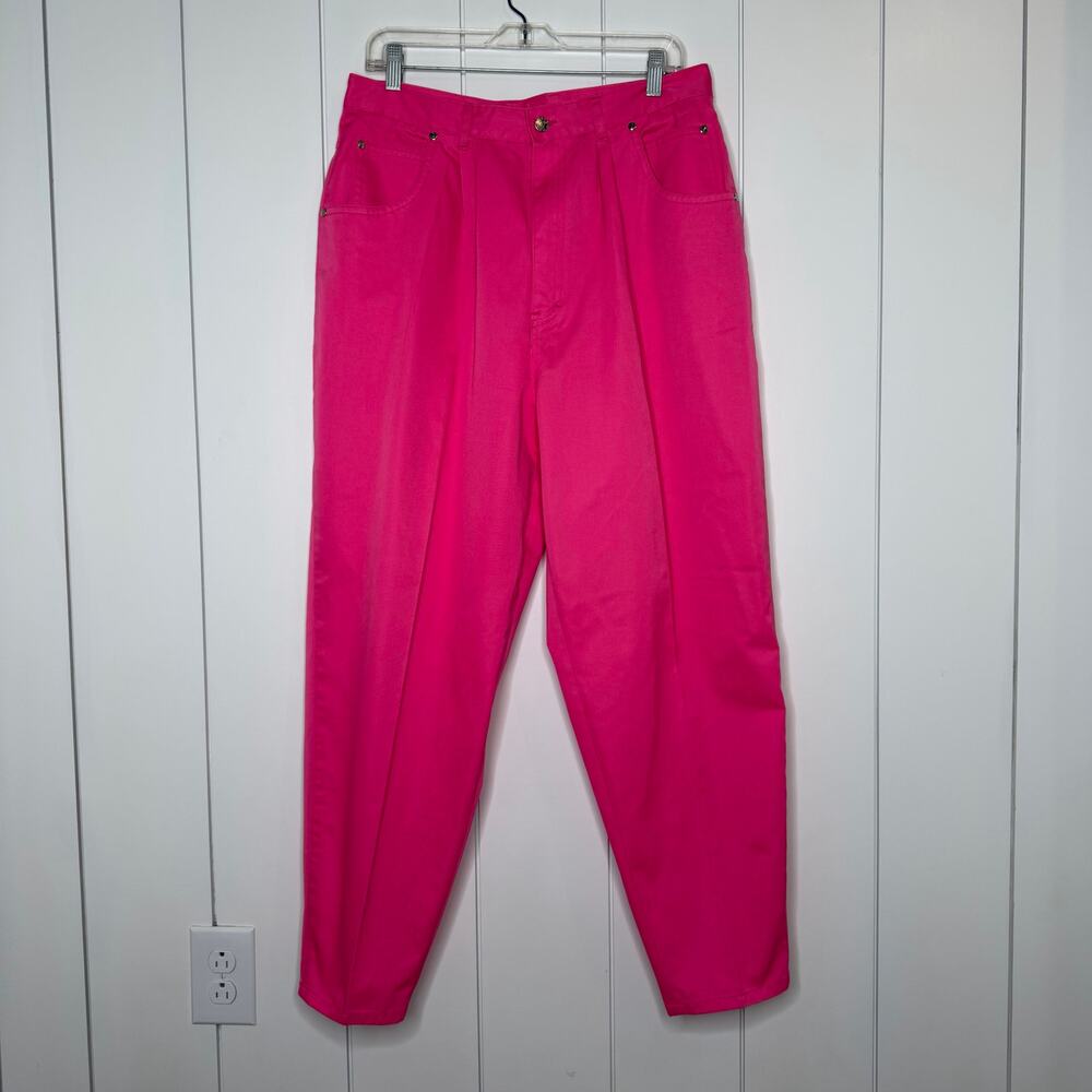 Gitano Hot Pink Pleated Tapered Pants Womens Vintage 90s High Rise 18R